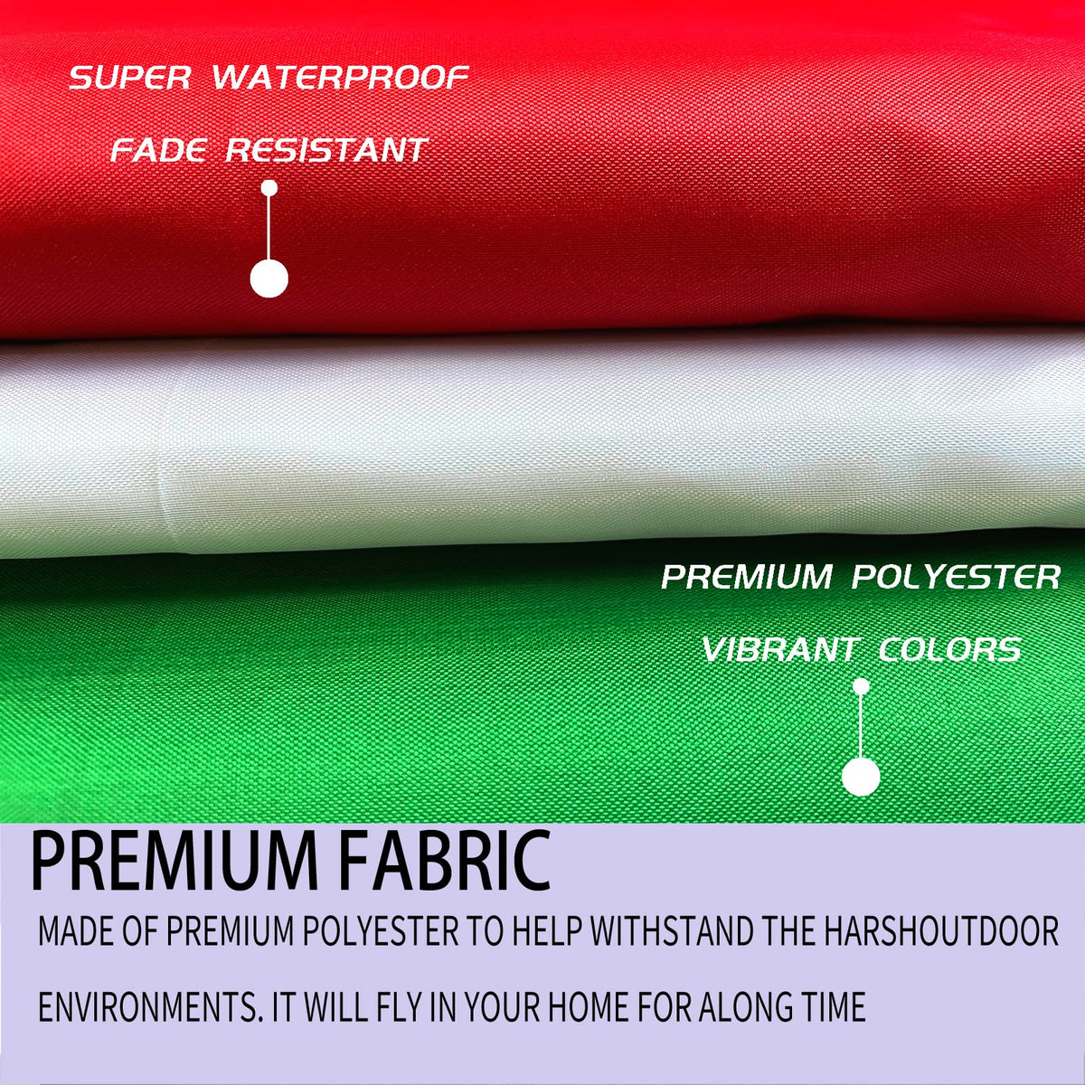 ARSOF Italy flag vibrant, fade-resistant colors in sunlight.