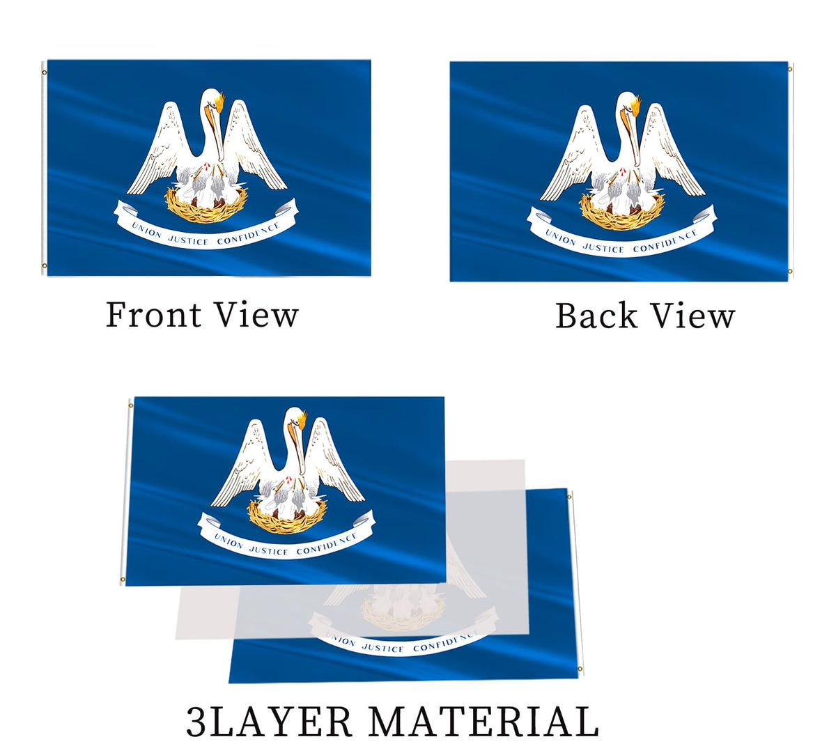 ARSOF Louisiana flag with oxford header provides secure mounting.