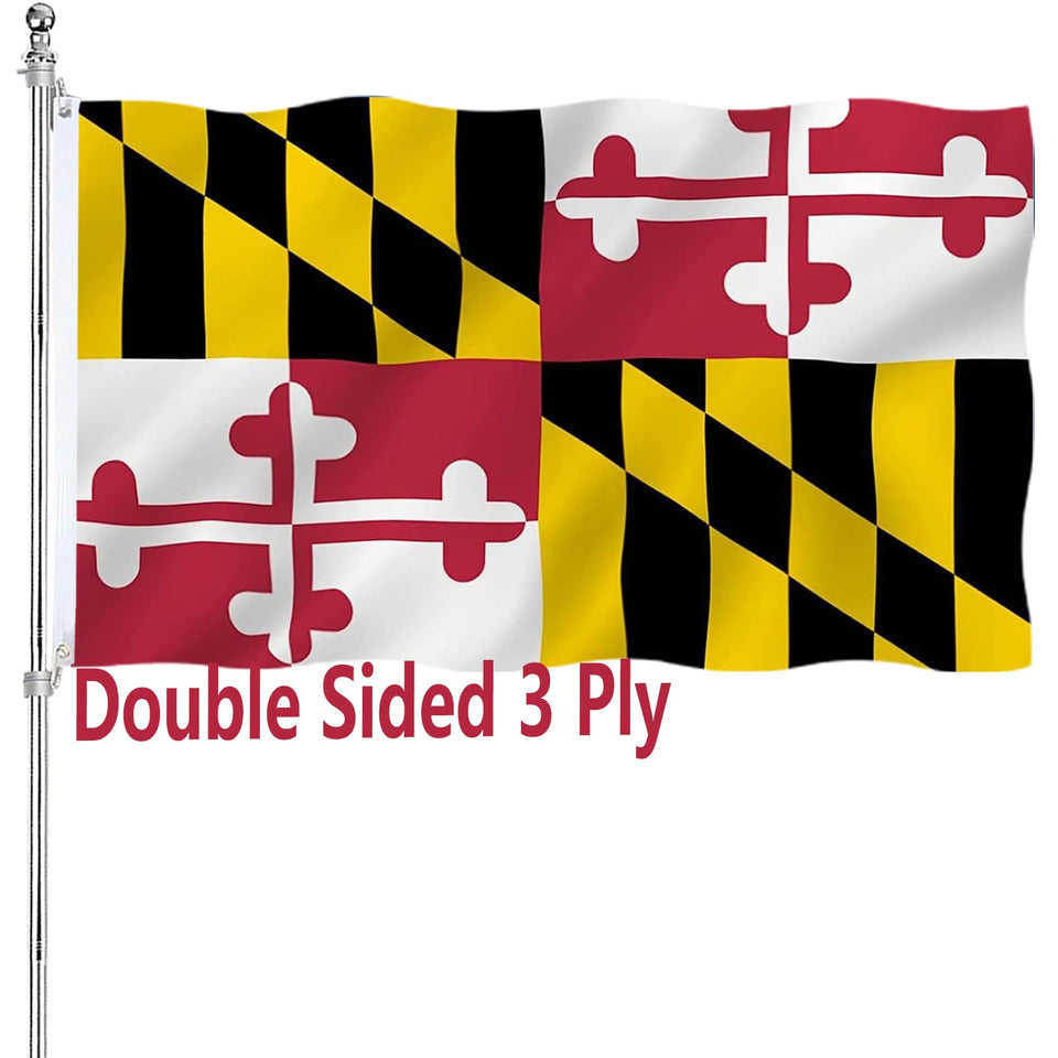 ARSOF Maryland flag 3x5 double-sided front view shows bright, fade-resistant colors for outdoor displays.