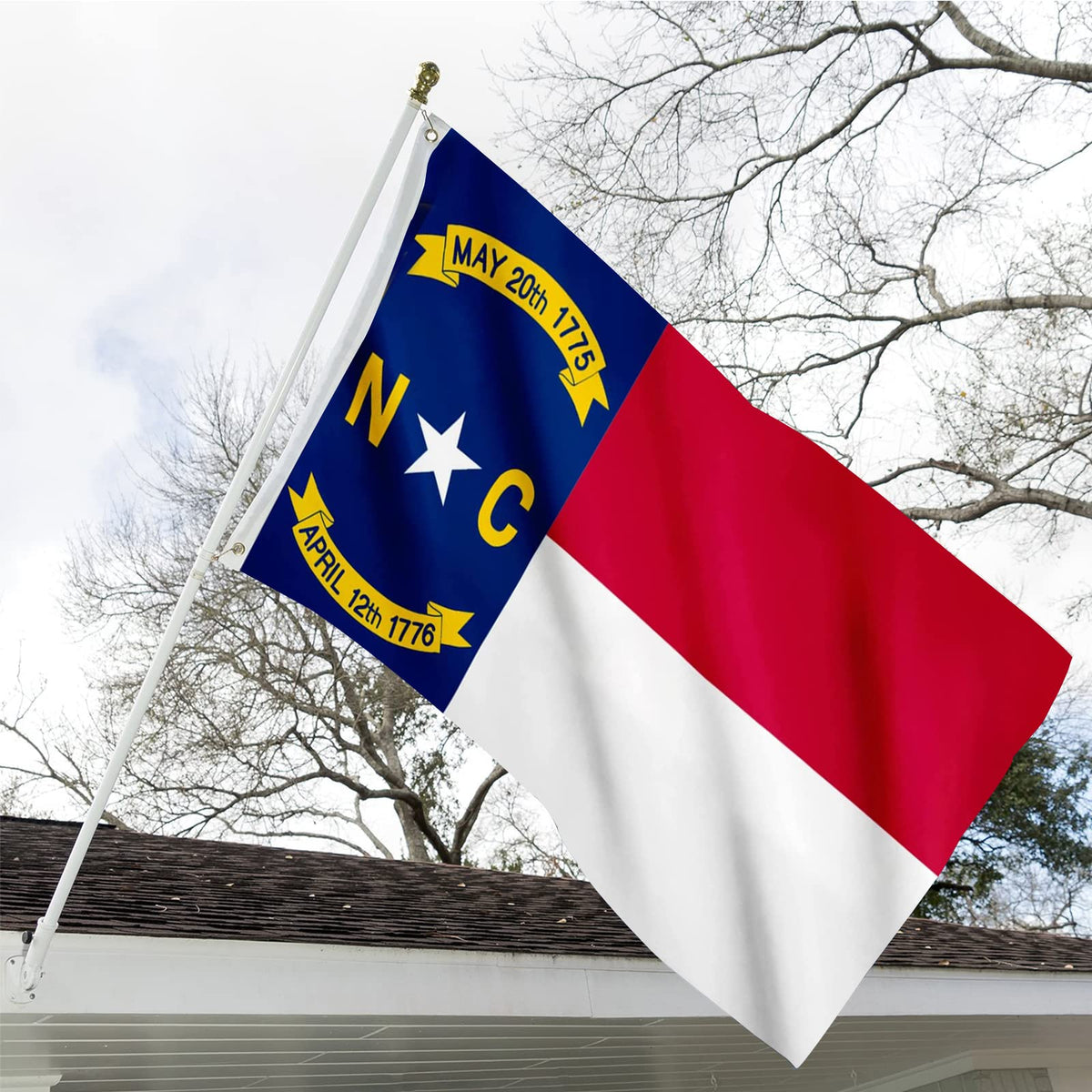 ARSOF NC State flag back view showing double-sided visibility.