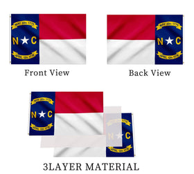 ARSOF NC State flag brass grommets close-up for wind-ready mounting.