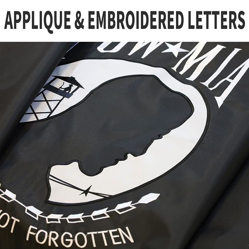 ARSOF Pow Mia flag embroidery back view with balanced design for remembrance
