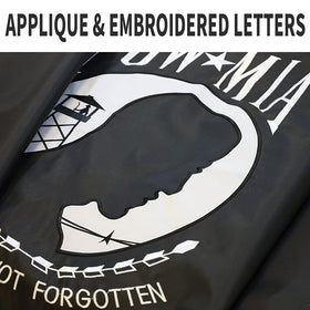 ARSOF Pow Mia flag embroidery back view with balanced design for remembrance