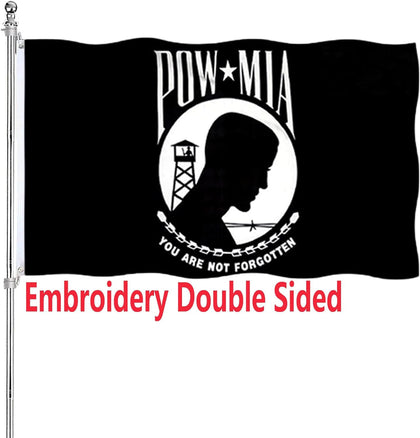 ARSOF Pow Mia flag embroidery front view showing detailed stitching and presence