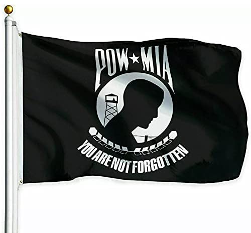 ARSOF Pow Mia flag shown hanging securely during ceremonies