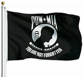 ARSOF Pow Mia flag shown hanging securely during ceremonies