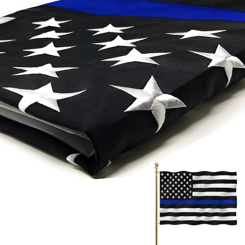 ARSOF Thin Blue Line Flag 3x5 waving outdoors with vivid color