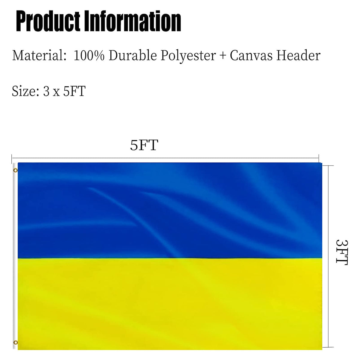 ARSOF Ukrainian Flag 3x5 colors stay bright and fade-proof over time