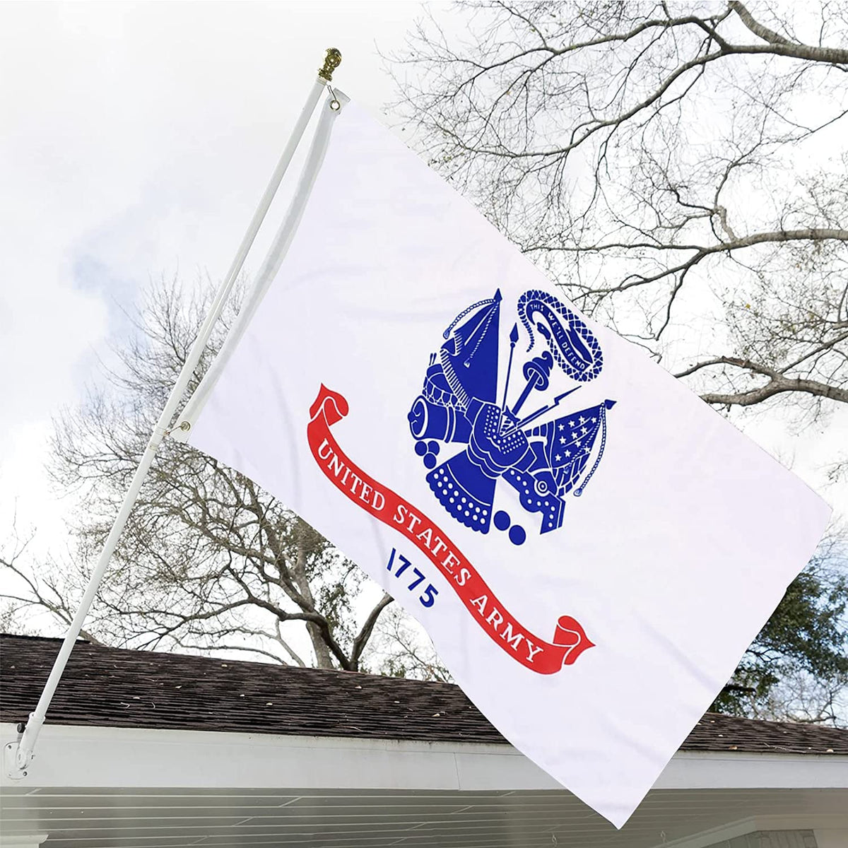 ARSOF white US Army flag front view shows identical print