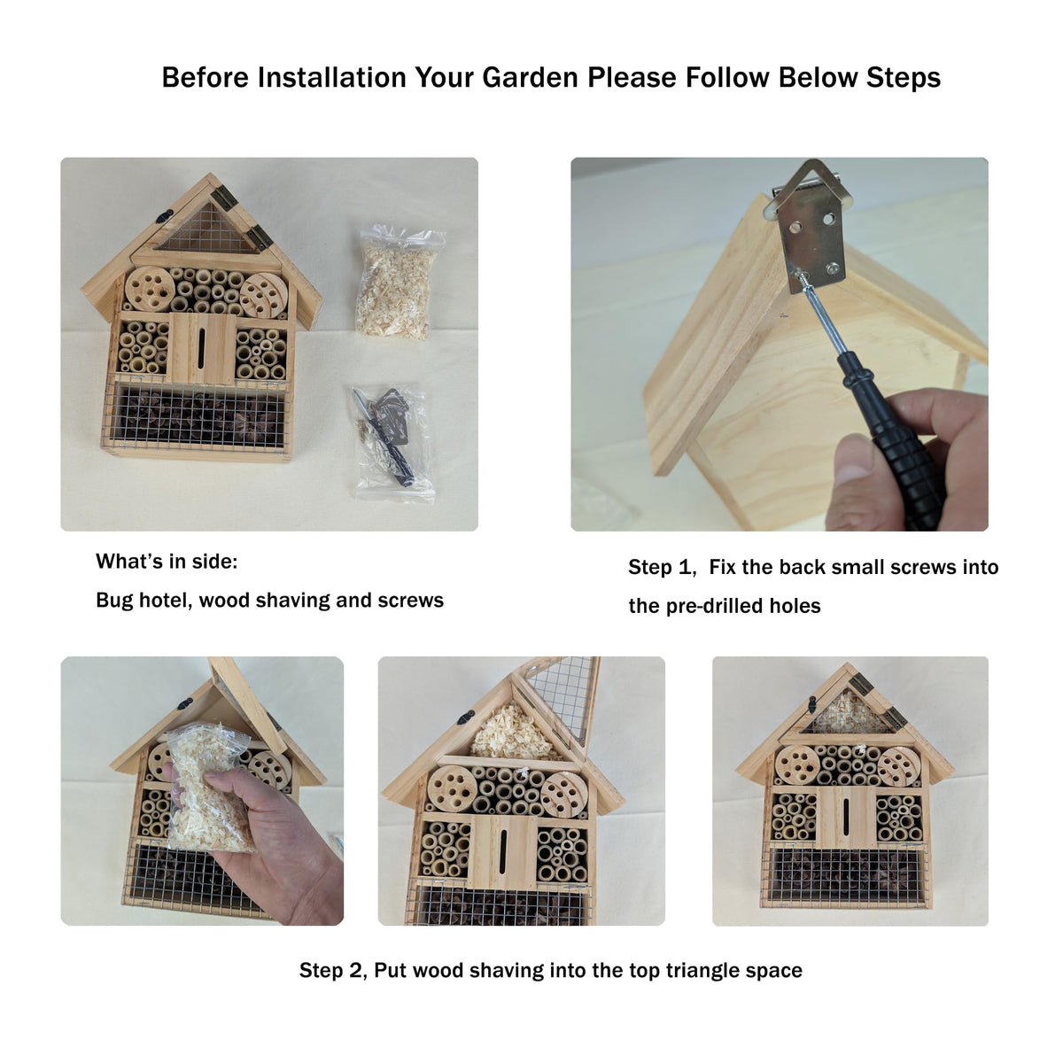 ARTAWEIN Niteangel dimensions view reveals a compact insect house ready to hang in gardens.