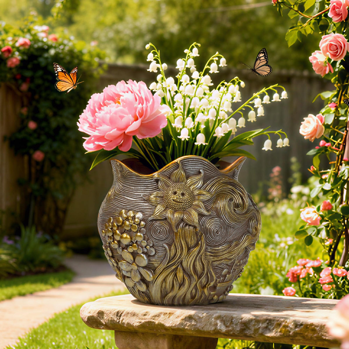 ArtCachet handcrafted gold details pot adds handmade charm to plants