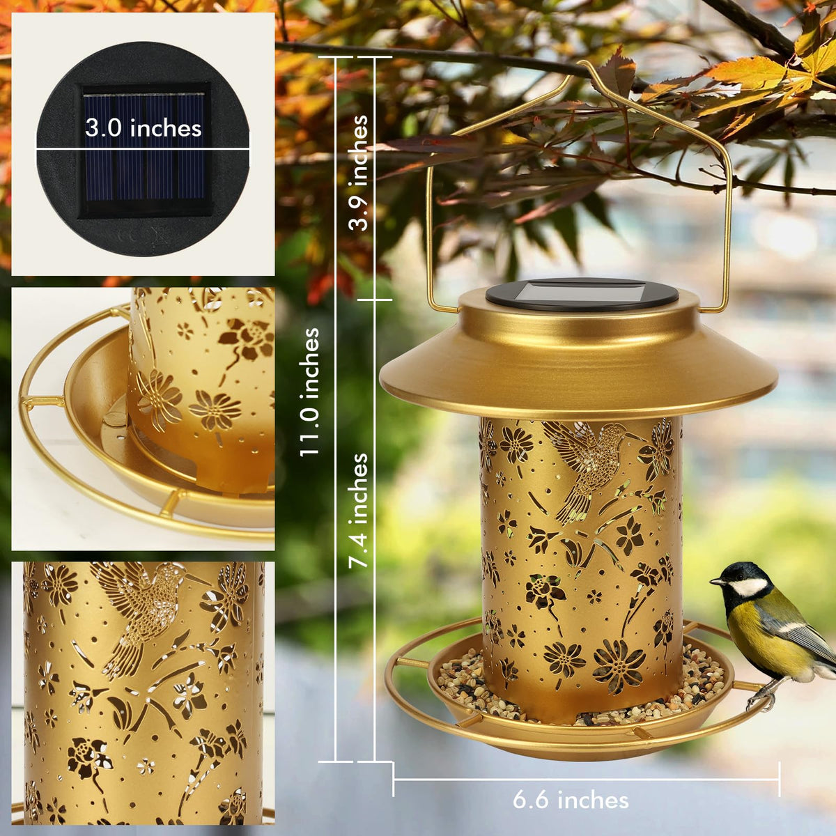 Artfulites Metal Bird Feeder features rust-resistant coating and durable construction
