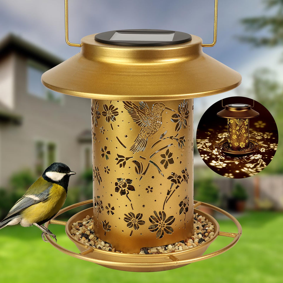 Artfulites Solar Bird Feeder outdoors hanging adds garden ambience and easy bird watching