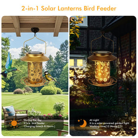 Artfulites Solar Bird Feeder casts elegant shadows through hollow pattern