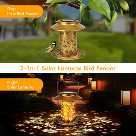 Artfulites Solar Bird Feeder with top lid open for simple seed refills