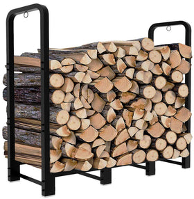 Artibear 4ft outdoor firewood rack front view shows sturdy frame and generous storage.