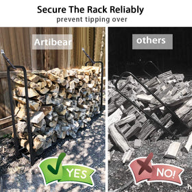 Artibear firewood rack with tipping locks keeps wood stable.