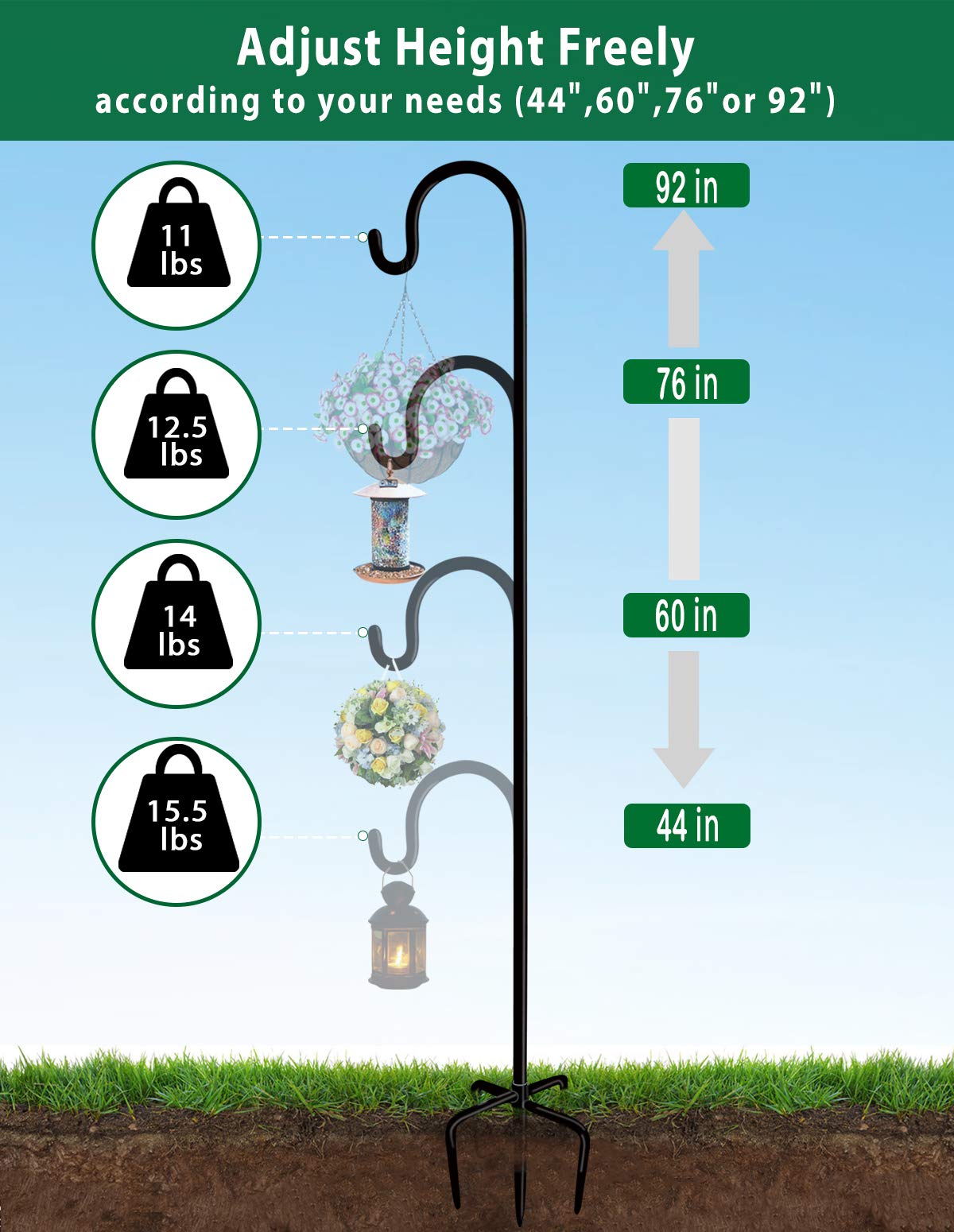 Artibear versatile garden hook suitable for feeders and lanterns