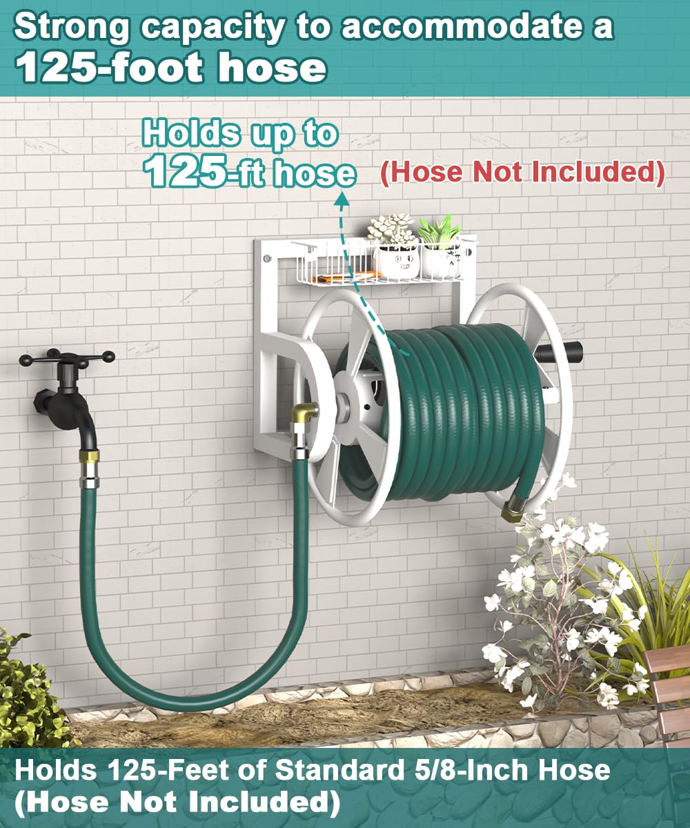 Artigarden reel shows 125 ft capacity for long hoses.