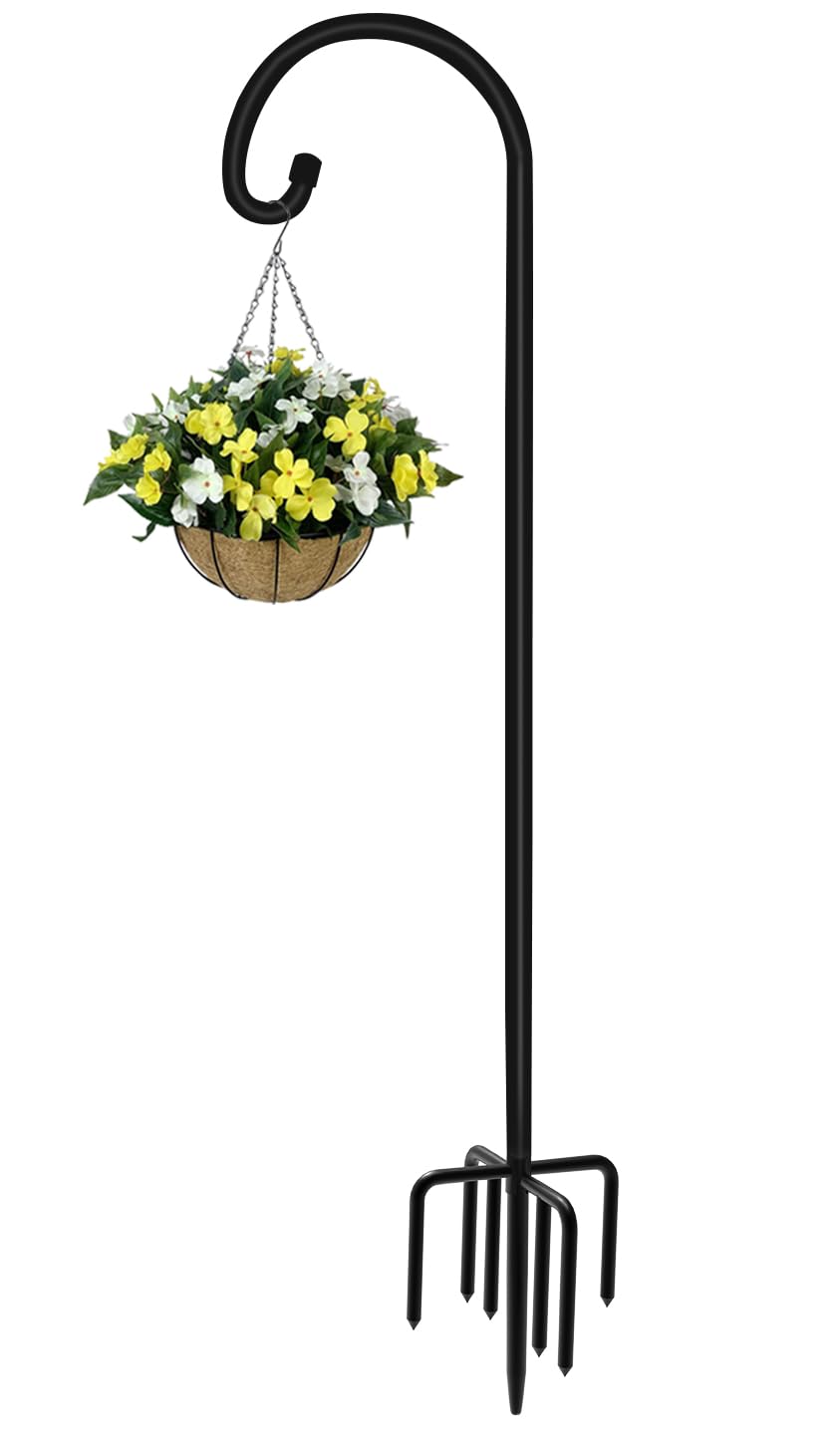 Artigarden 60-inch outdoor shepherd hook ideal for bird feeders, lanterns, or hanging planters