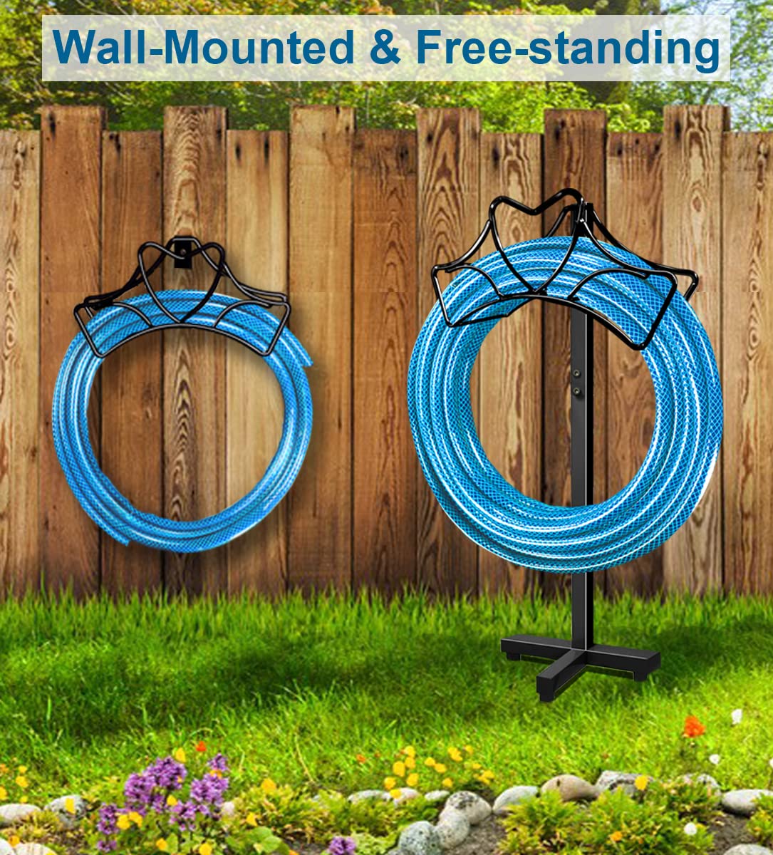 Artigarden hose holder stand, side view, robust powder-coated finish protects against rust.
