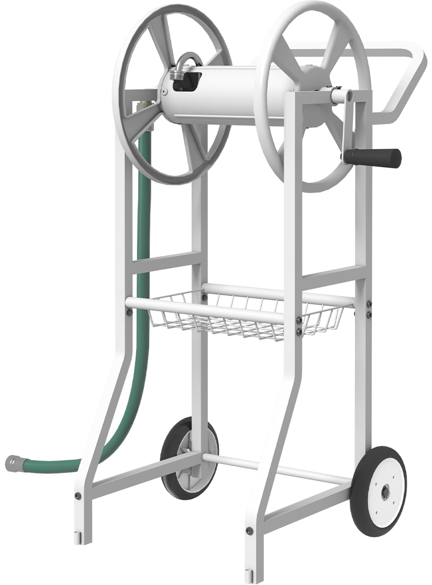 Artigarden hose reel cart with 125ft capacity keeps hoses tidy and accessible.