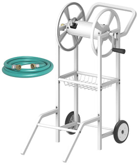 Artigarden hose reel cart with two wheels enables easy yard mobility
