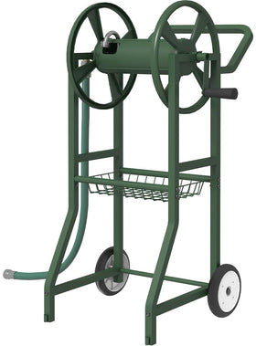 Artigarden hose reel cart with wheels moving easily across the yard