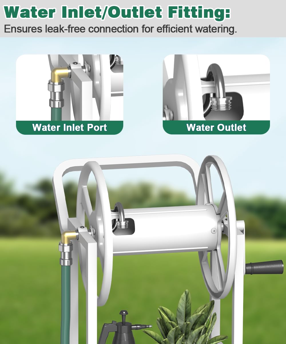 Artigarden hose reel cart with ergonomic wind crank for smooth winding