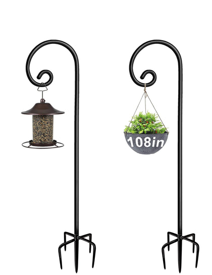 Artigarden outdoor shepherd hook with five-prong base for stable placement