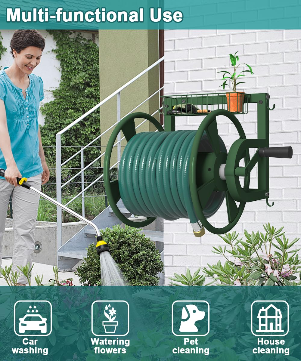 Artigarden wall-mount design saves space while keeping hoses within reach.