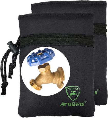ArtiGifts Pro faucet cover closeup showing waterproof insulation for winter protection.