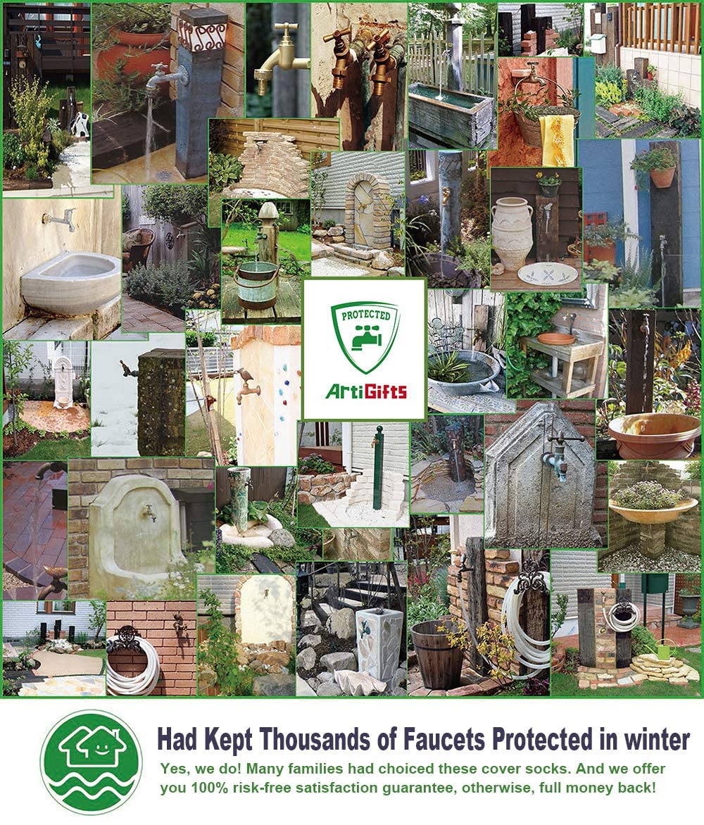ArtiGifts Pro set of two covers protecting outdoor faucets.
