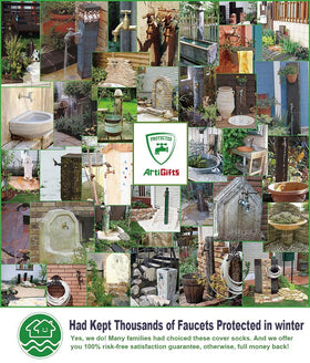 ArtiGifts Pro set of two covers protecting outdoor faucets.