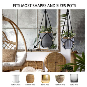 Artilady black bead 2pcs planter set — durable woven design for long-lasting display