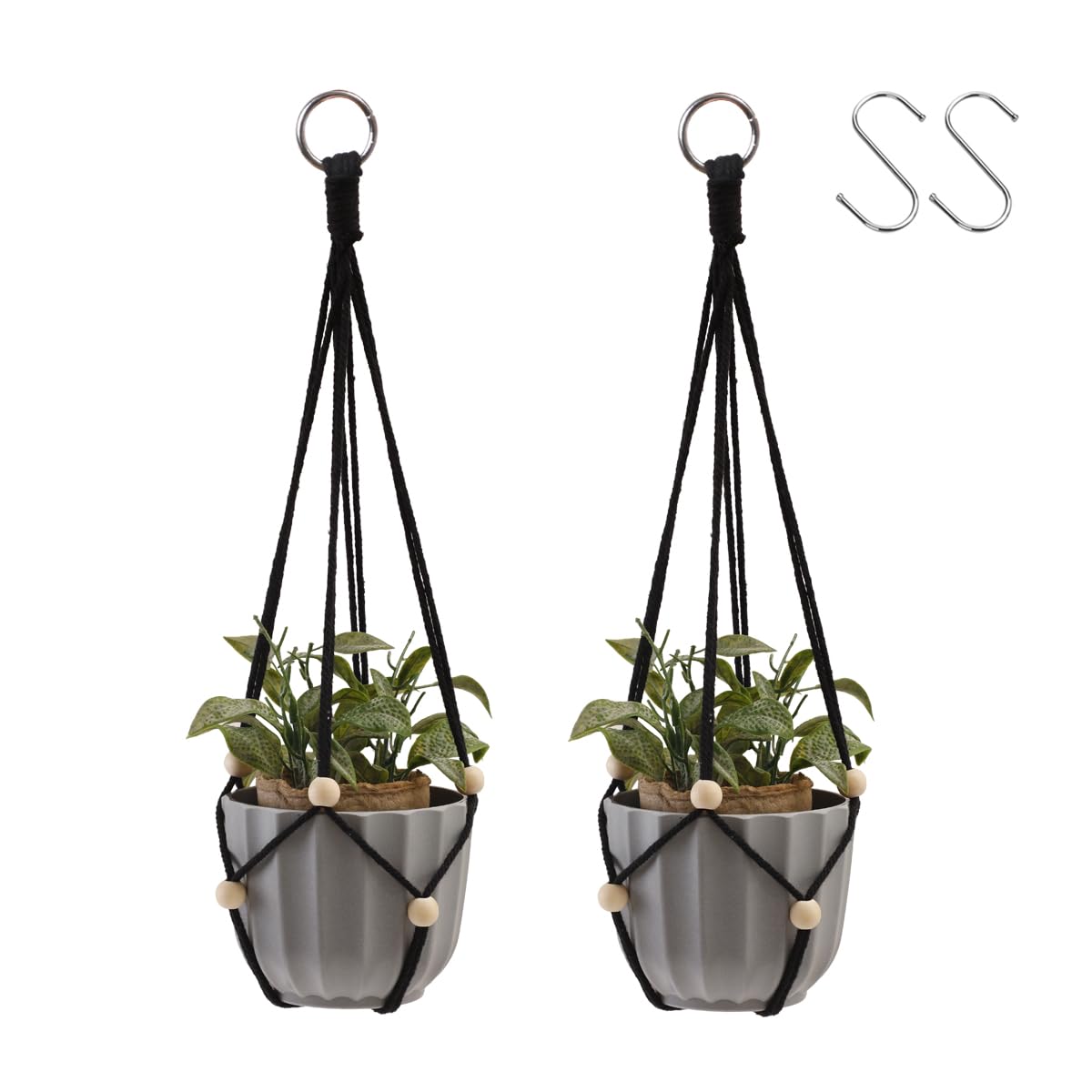 Artilady black hanging planter macrame — easy ceiling hanging for chic indoor display