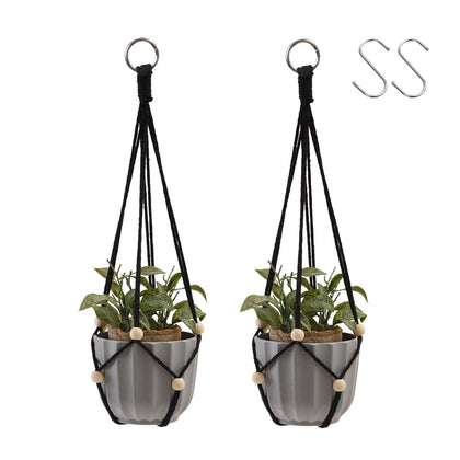 Artilady black hanging planter macrame — easy ceiling hanging for chic indoor display
