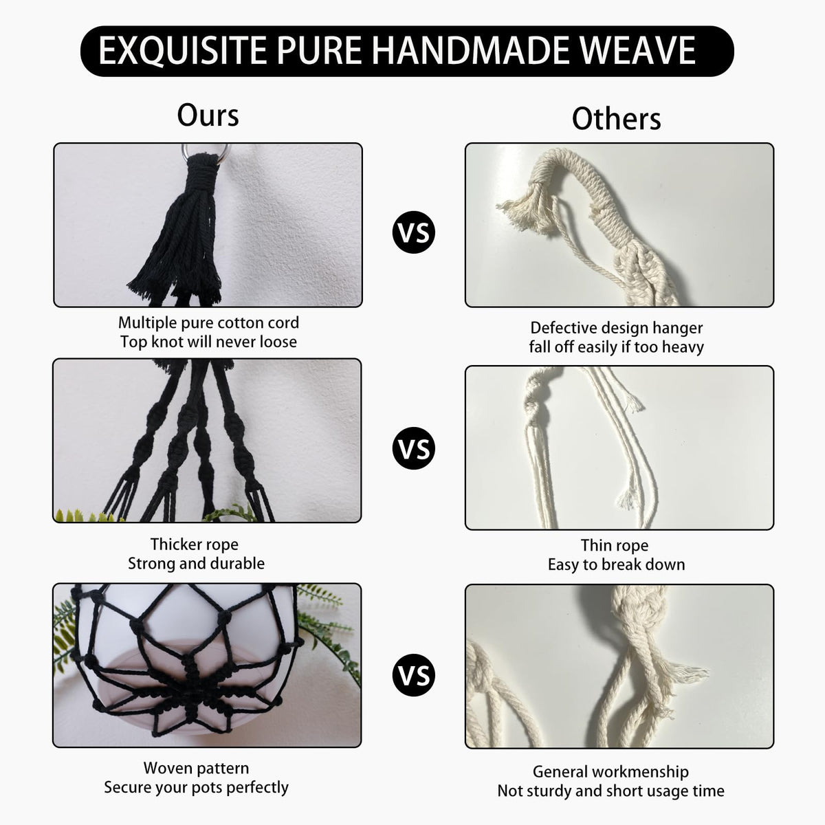 Artilady boho outdoor macrame planter for balcony or garden