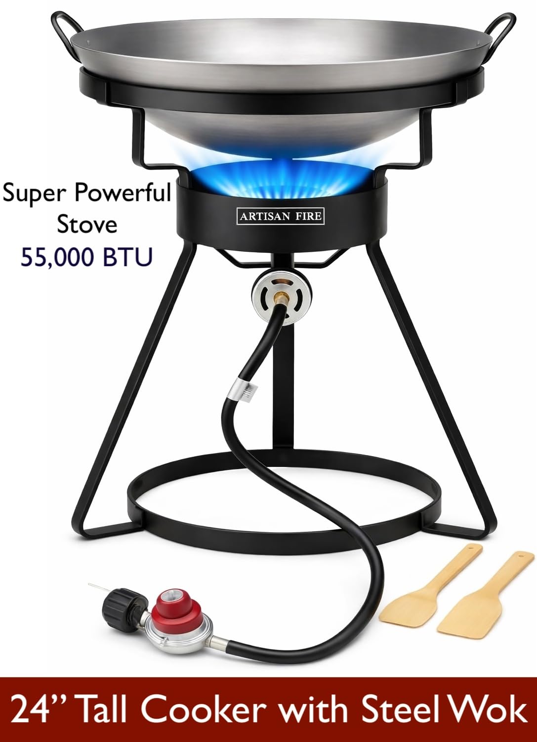 Artisan Fire 24-inch cast-iron stove with windguard enhances breezy outdoor cooking