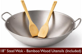 Artisan Fire bamboo utensils pair with wok-ready cooking for balanced kitchen outdoors