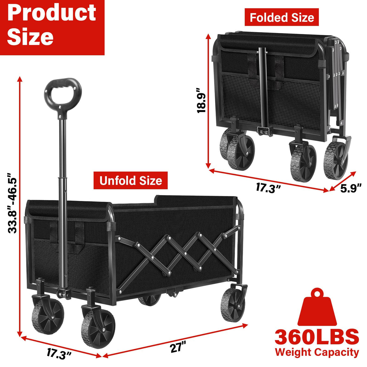 ARTIST'S DREAM collapsible wagon folded compactly for trunk storage during trips.