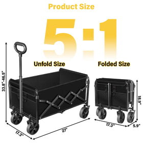 Compact folded profile of ARTIST'S DREAM wagon for easy car trunk storage.
