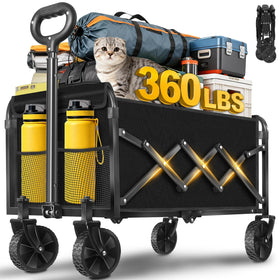 ARTIST'S DREAM foldable wagon with graphite finish and all-terrain wheels for smooth transport.