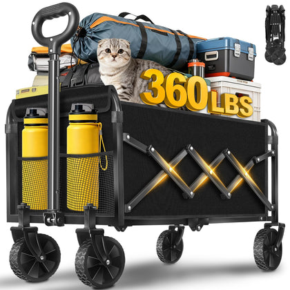ARTIST'S DREAM foldable wagon with graphite finish and all-terrain wheels for smooth transport.