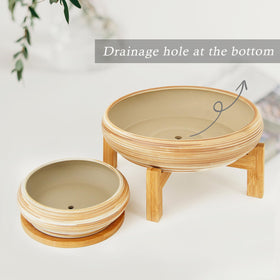 ARTKETTY bonsai planter with drainage tray keeps surfaces clean and dry.