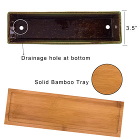 Artketty long rectangle bonsai planter fits windowsills and desks