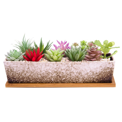 ARTKETTY rectangle succulent pot 12inch on a sunny window for stylish display.