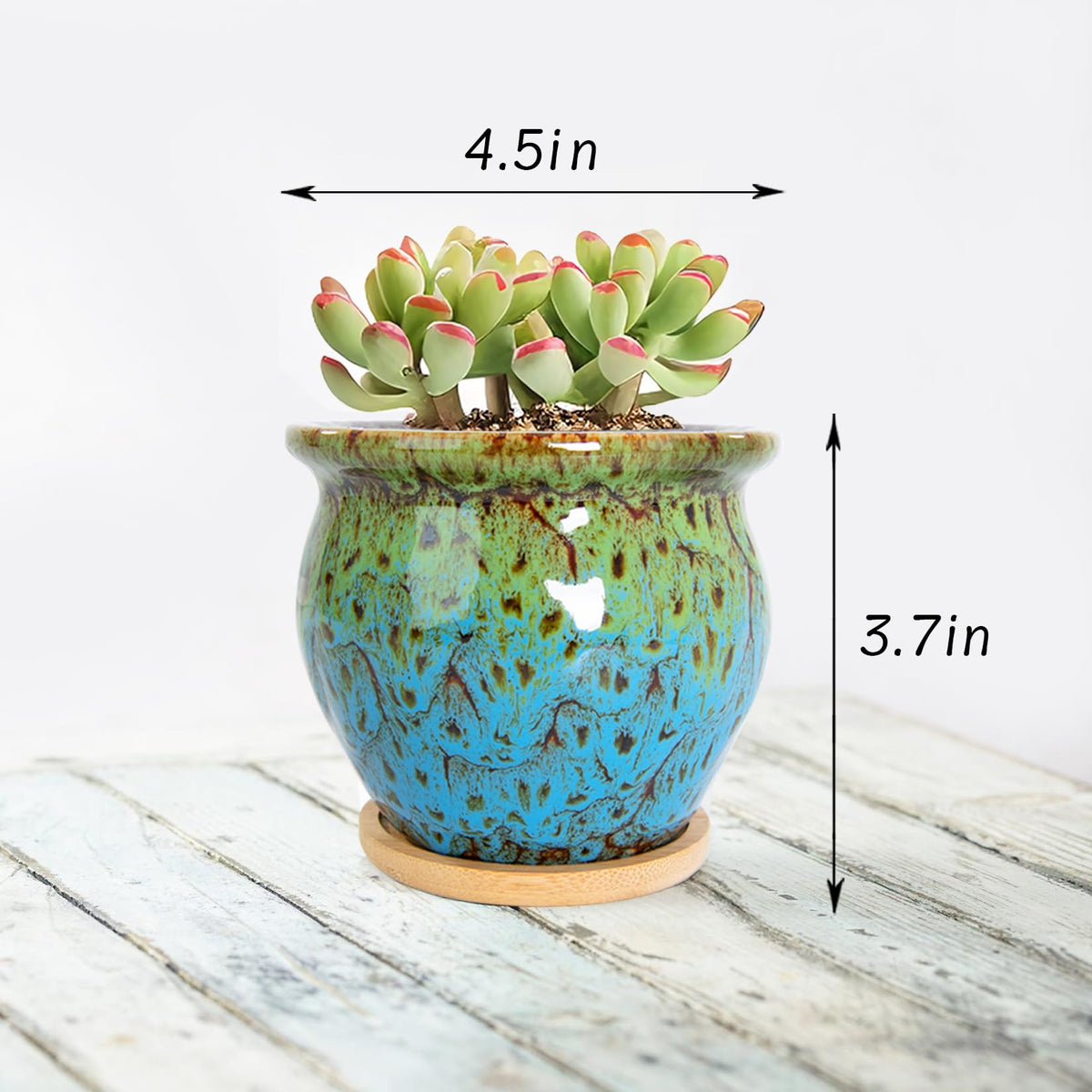 ARTKETTY succulent pots 4-pack side view highlighting drainage holes for healthy plants.