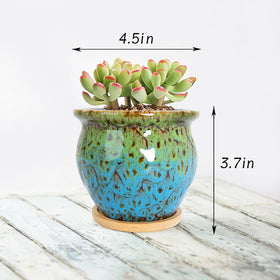 ARTKETTY succulent pots 4-pack side view highlighting drainage holes for healthy plants.