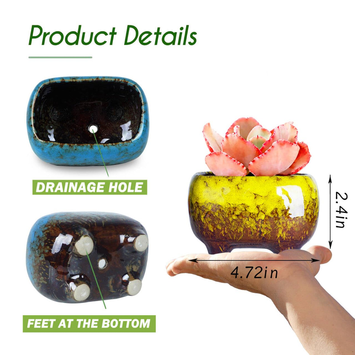 ARTKETTY ceramic planters feature drainage holes for healthy, balanced indoor plant care